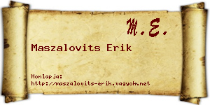 Maszalovits Erik névjegykártya
